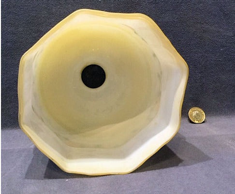 Yellow on White Glass Lamp Shade — view 2