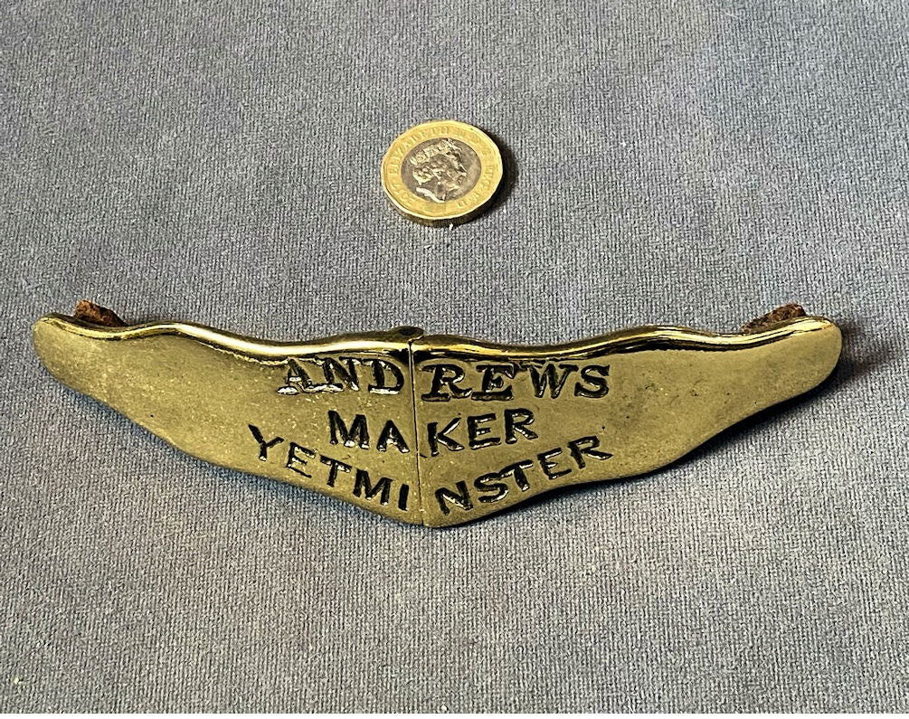 Yetminster Saddler's Brass Name Plate — Brass, late 19th century