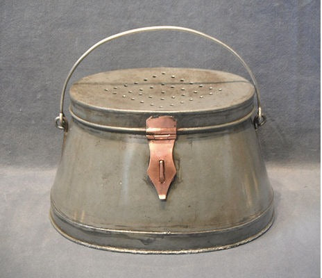 Zinc Live Bait Tin — Zinc, late 19th century
